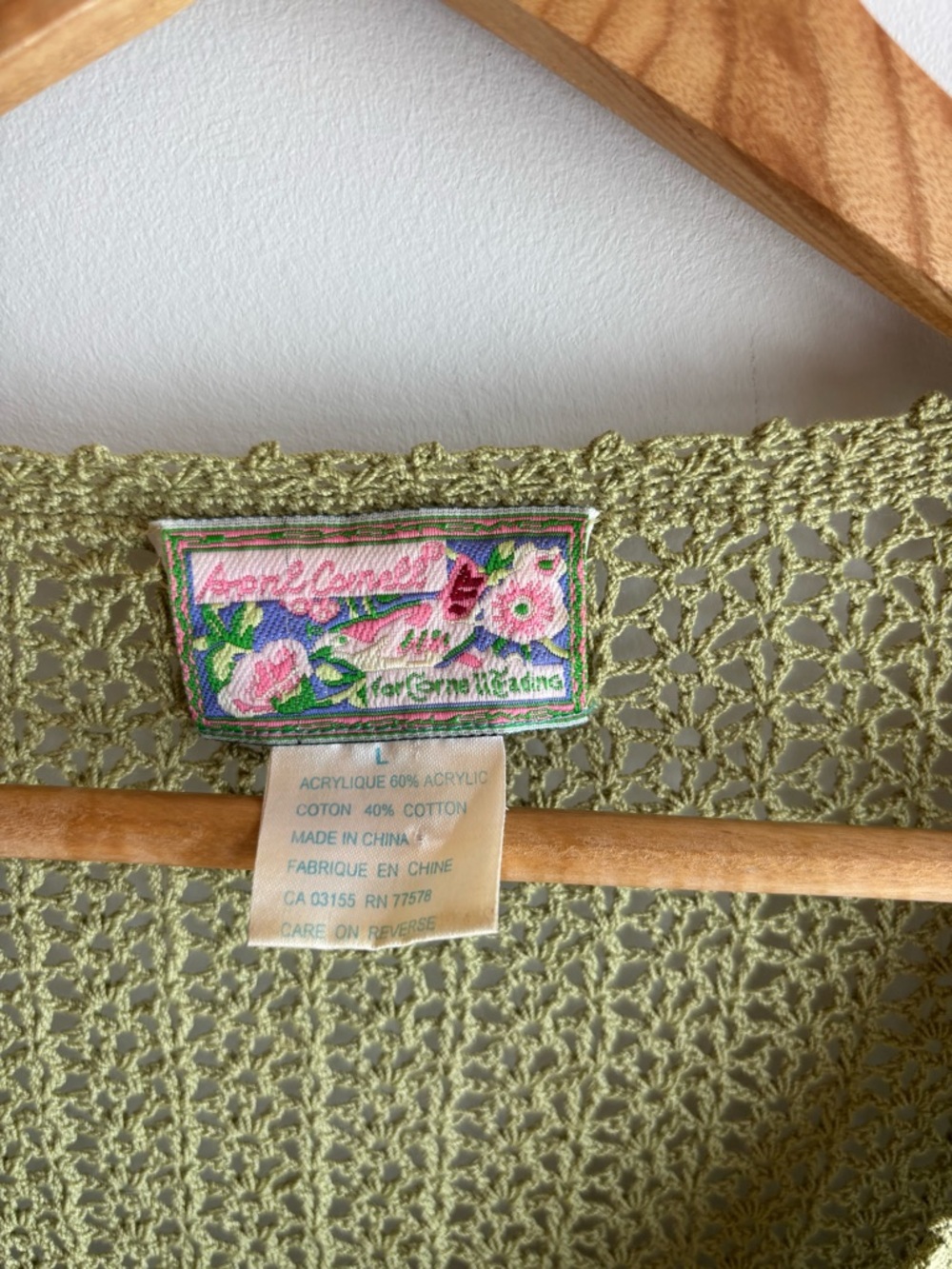 Light Green Crochet Button-Up Cardigan - Picture 3 of 5
